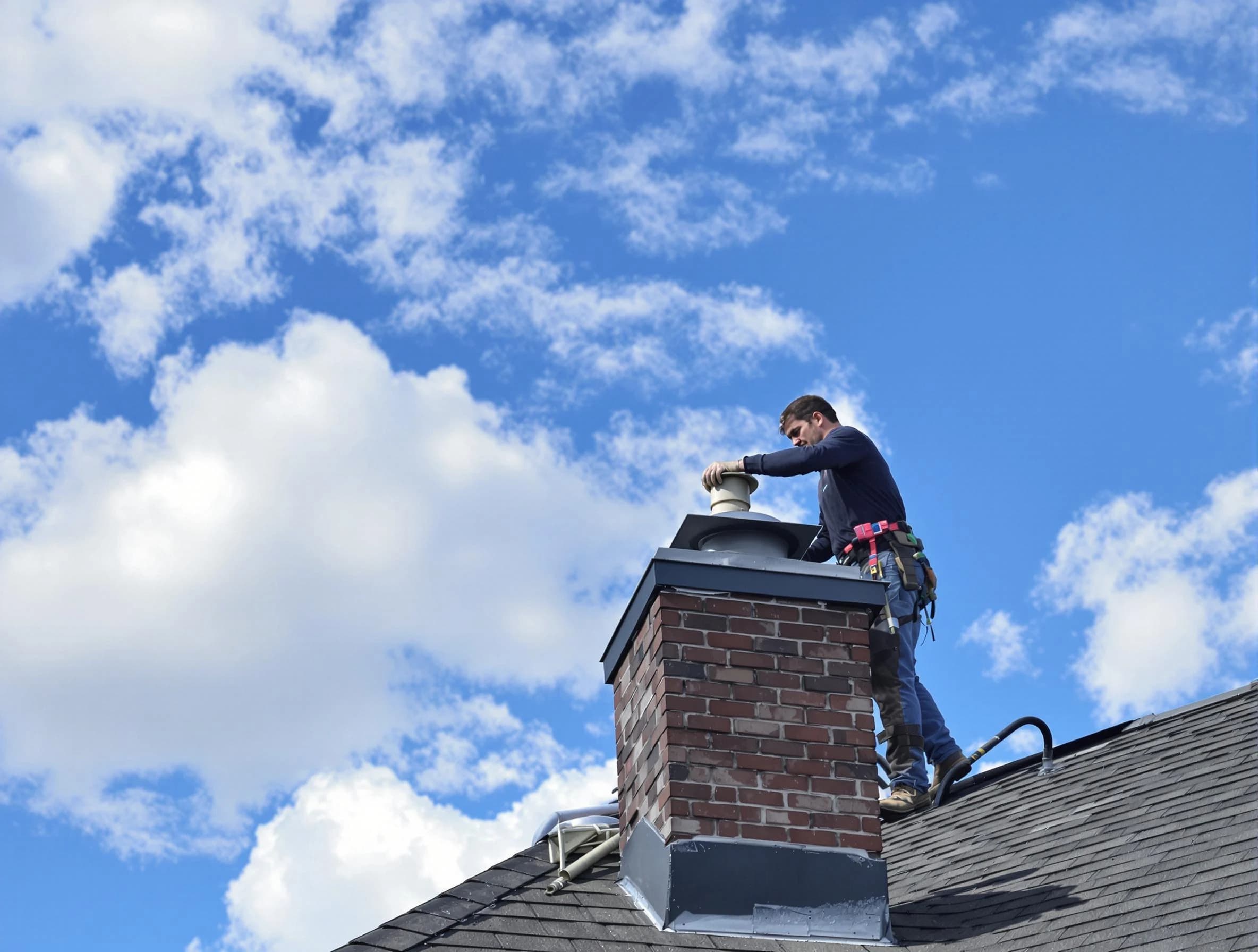 Arlington Chimney Sweep installing a sturdy chimney cap in Arlington, MA