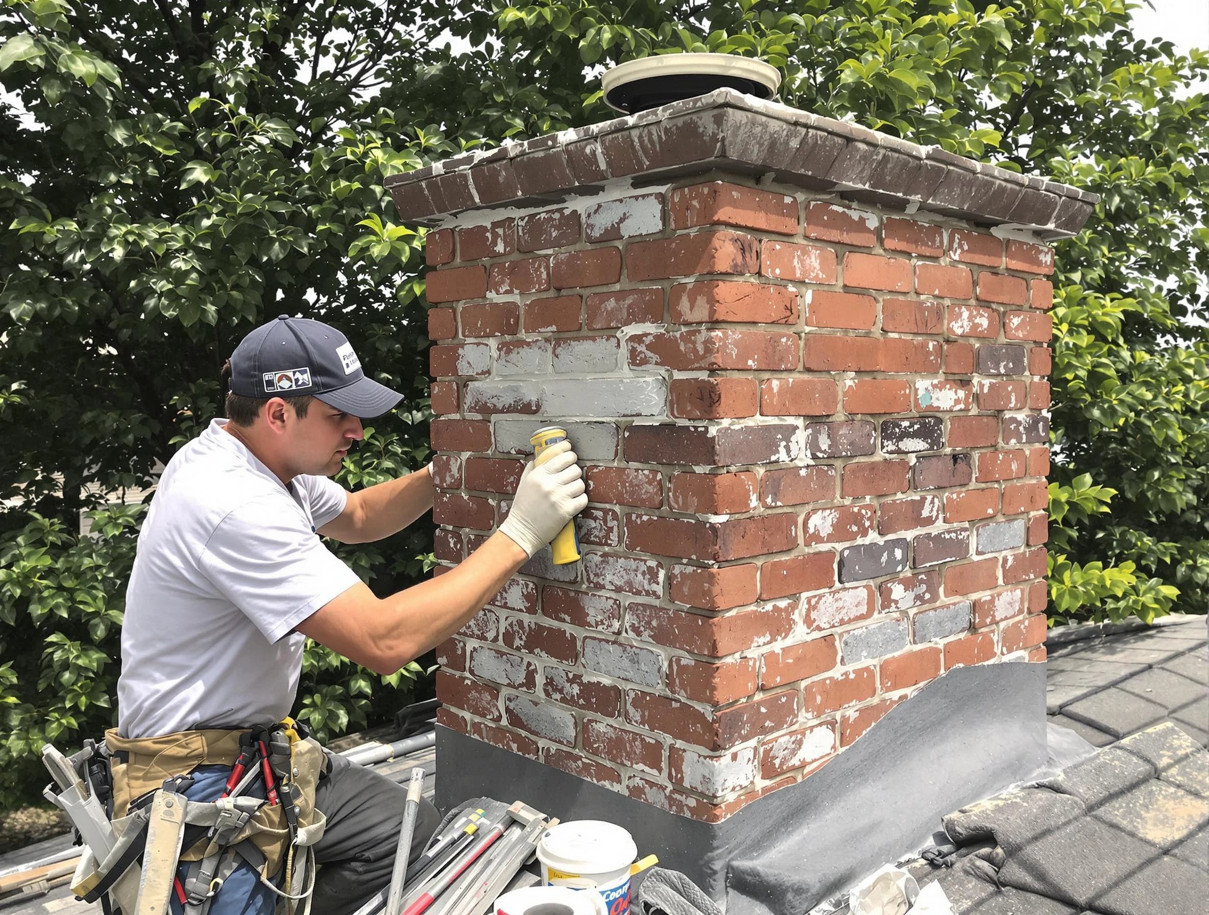 Arlington Chimney Sweep restoring an aging chimney in Arlington, MA