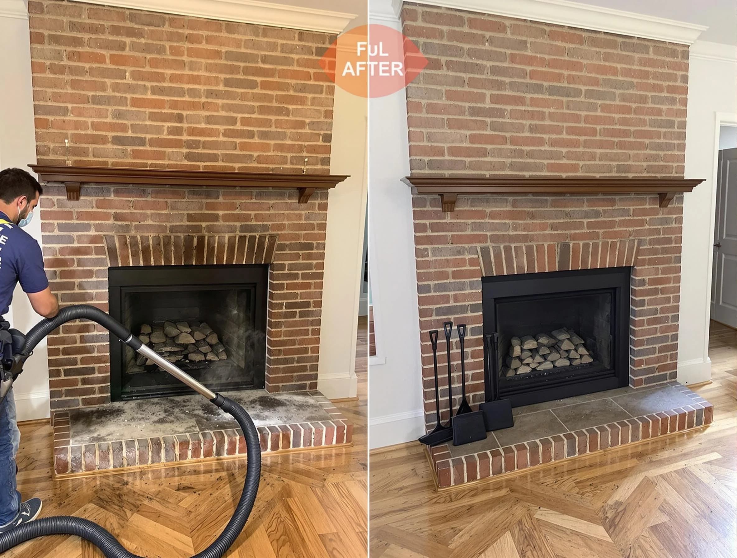 Arlington Chimney Sweep carefully sanitizing a fireplace in Arlington, MA