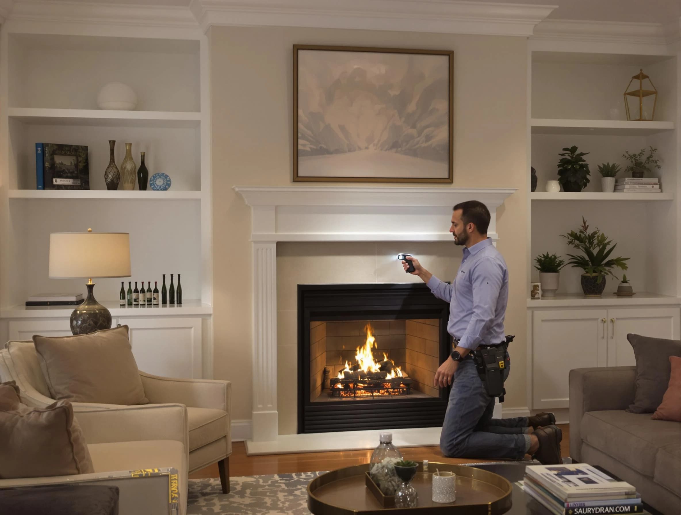 Arlington Chimney Sweep conducting a fireplace safety inspection in Arlington, MA