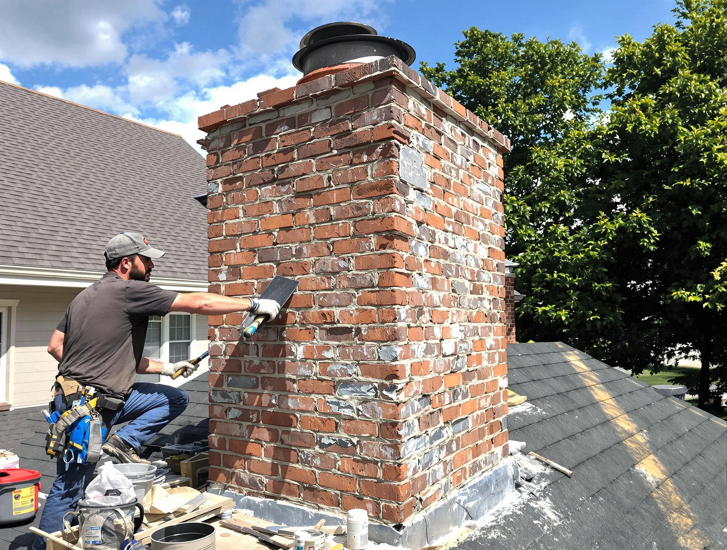 Completed chimney rebuild by Arlington Chimney Sweep in Arlington, MA