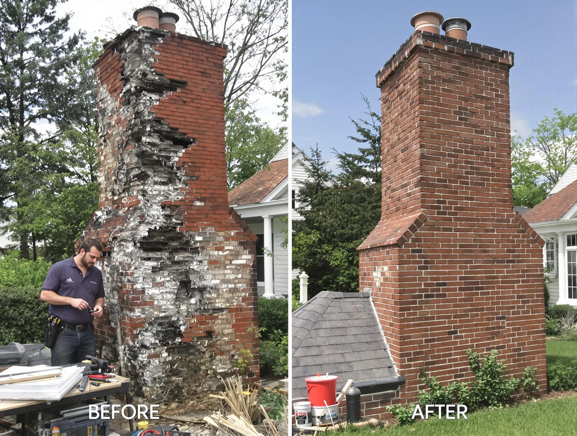 Arlington Chimney Sweep performing a full chimney restoration in Arlington, MA