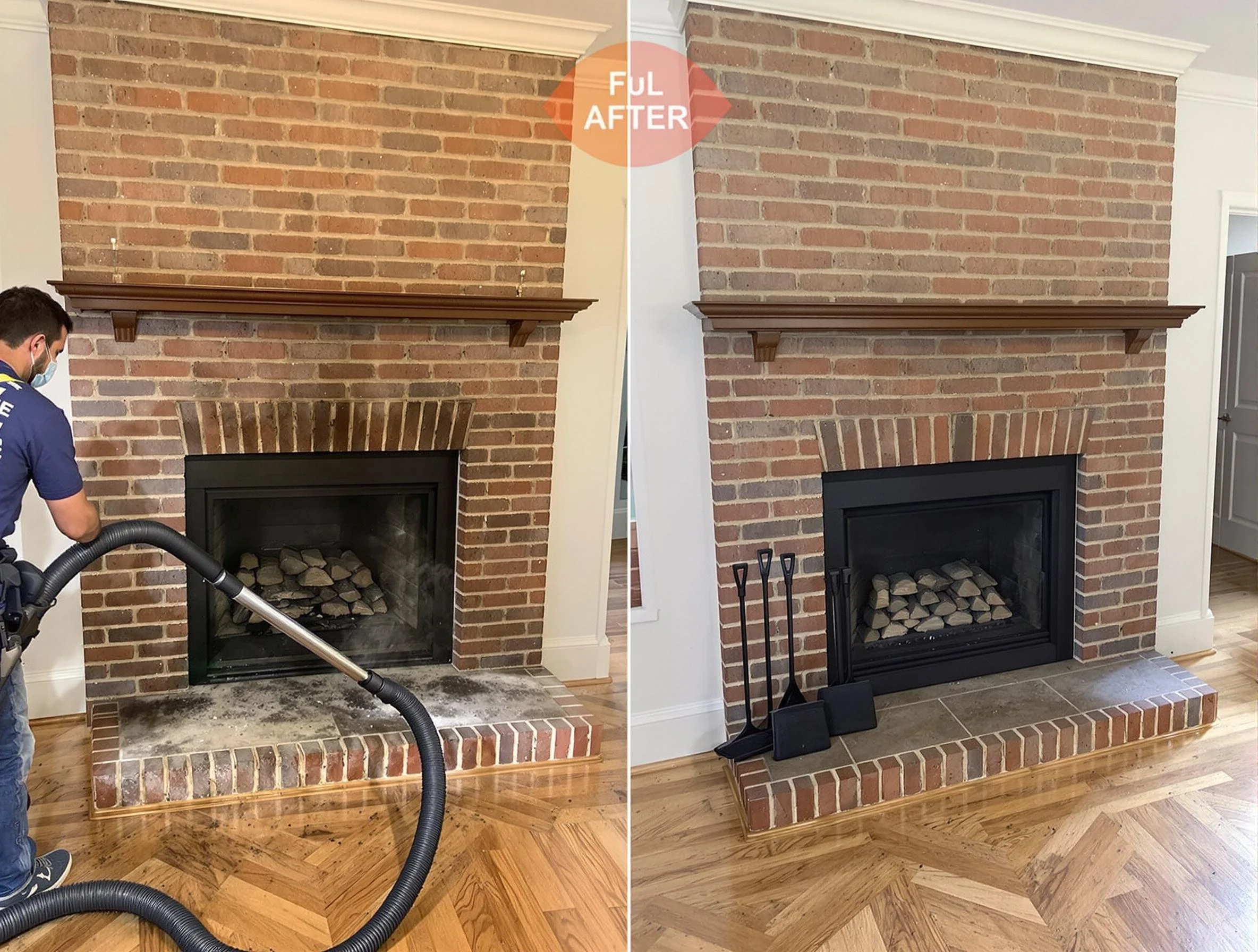 Arlington Chimney Sweep carefully sanitizing a fireplace in Arlington, MA