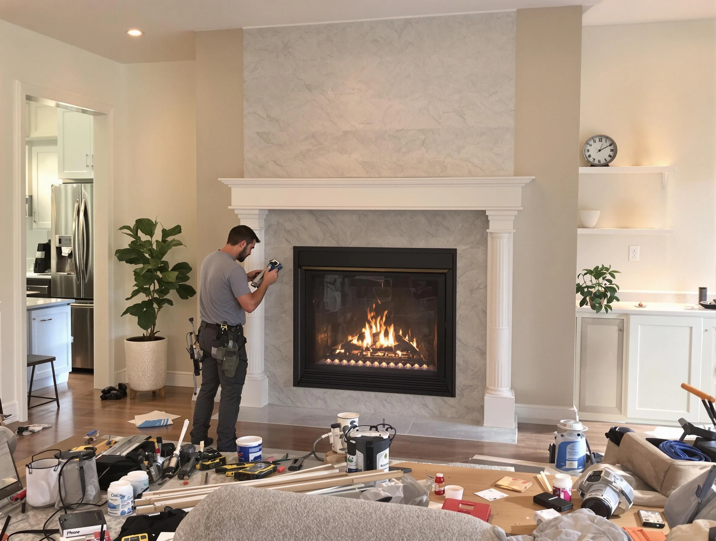 Newly installed fireplace by Arlington Chimney Sweep in Arlington, MA