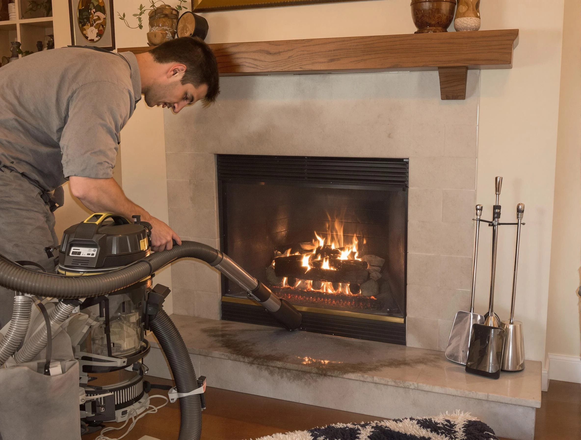 Routine fireplace upkeep by Arlington Chimney Sweep in Arlington, MA